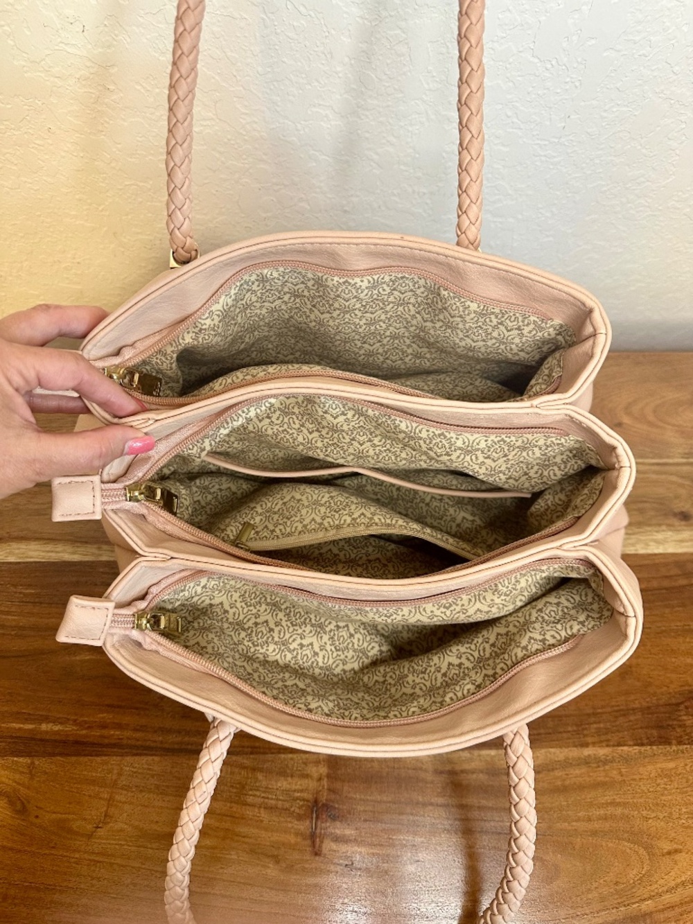 Joy Mangano Pink Leather Tote Bag - Picture 5 of 12